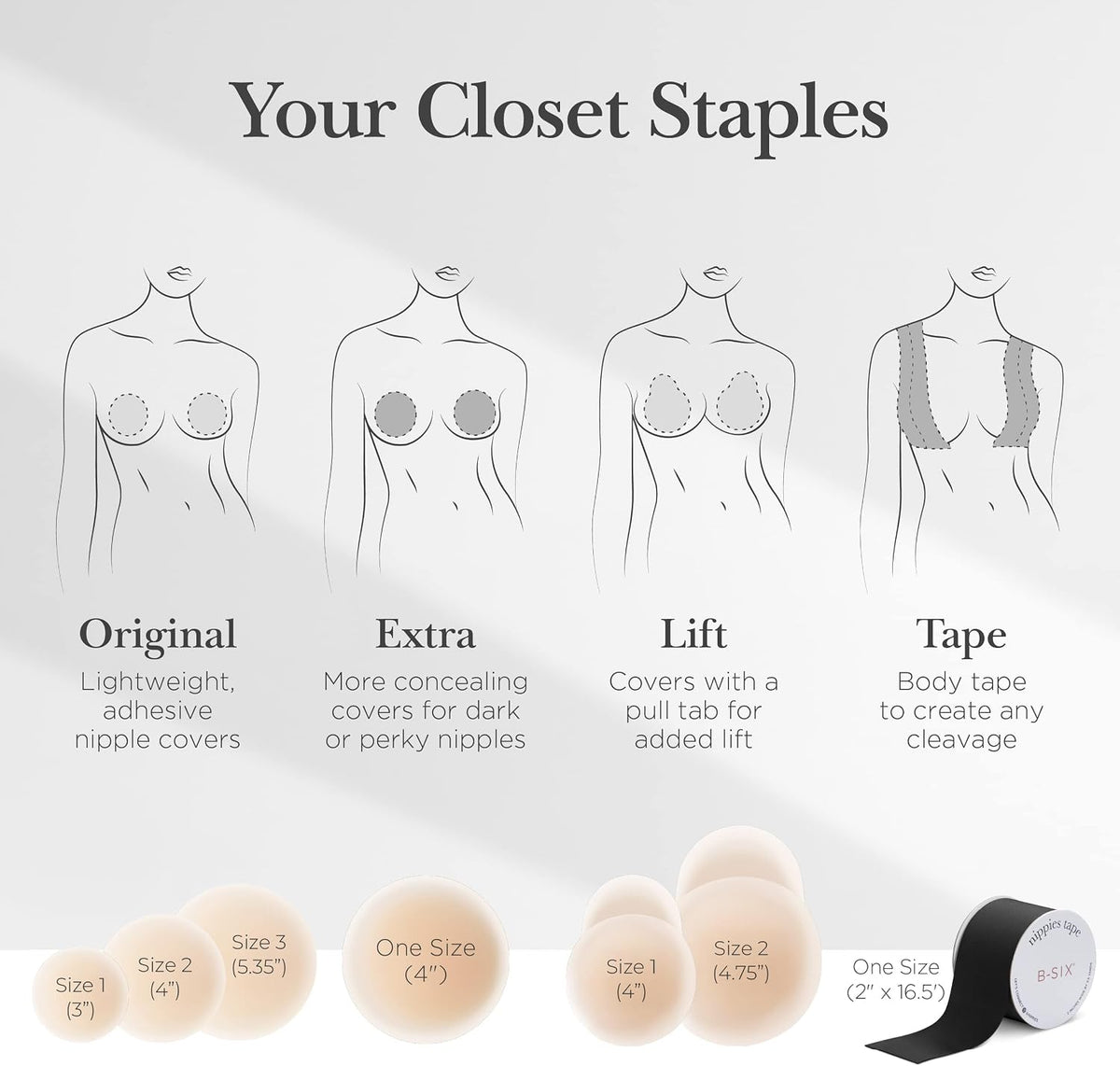 Nippies Reusable Nipple Covers, Skin Safe Pasties in Circle or Lift Style