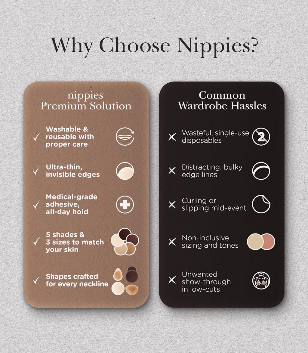 Nippies Reusable Nipple Covers, Skin Safe Pasties in Circle or Lift Style